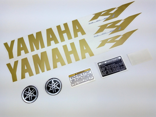 Kit Completo Adesivos Yamaha R1 2010 Moto Preta E Dourada