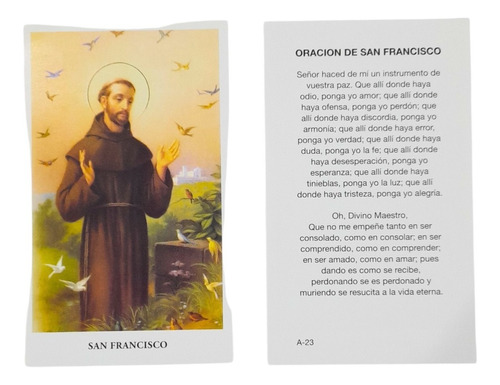Estampas San Francisco Santo Santoral Virgen X 100 Un 