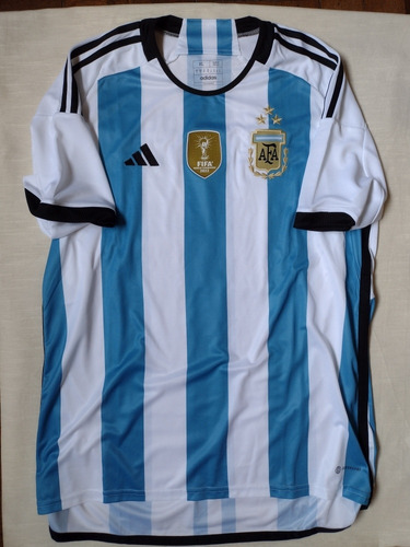 Camiseta Argentina 3 Estrellas Campeones Del Mundo 