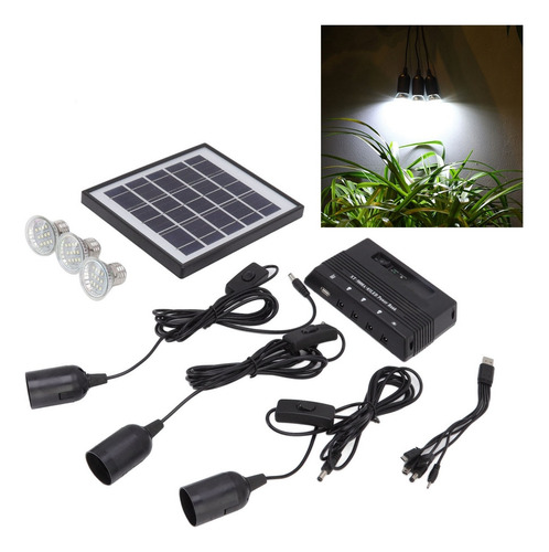 Kit De Luz Solar Panel Ing Generador Multifunción Portátil