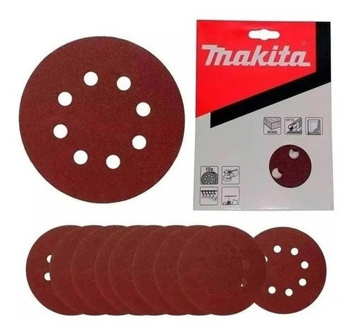 Disco Lija Con Velcro (10u) 125mm Grano 80 D-54514 Makita