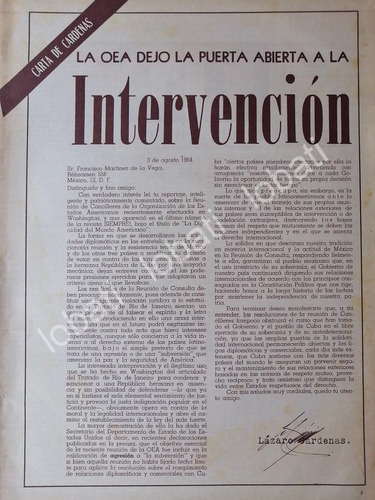 Afiche Retro. Lazaro Cardenas Vs La O.e.a, Profetico 1964