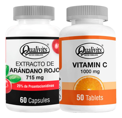 Extracto De Arándano Rojo Vitamina C 1000mg 50cap Qualivits