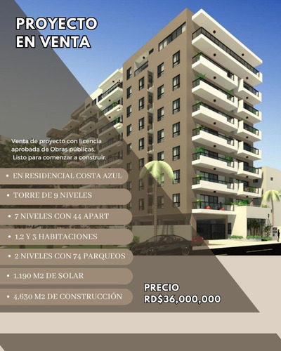 Proyecto Aprobado Con 44 Apartamentos En Costa Zula Independencia Torre De 9 Niveles 