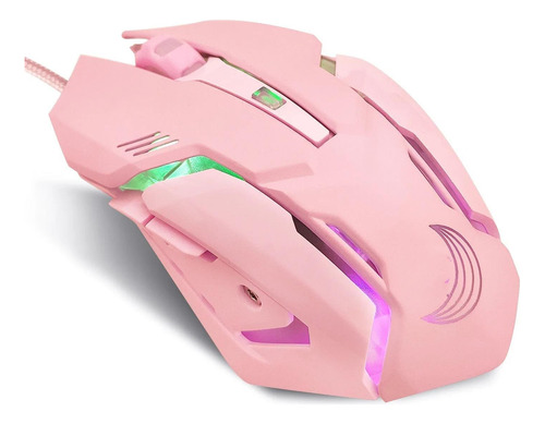 Ratón Para Juegos Con Cable Rosa Silencioso 6d Rgb Mouses