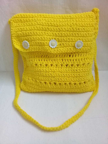 Bandolera Tejida A Crochet - Botones Margarita - Nueva 