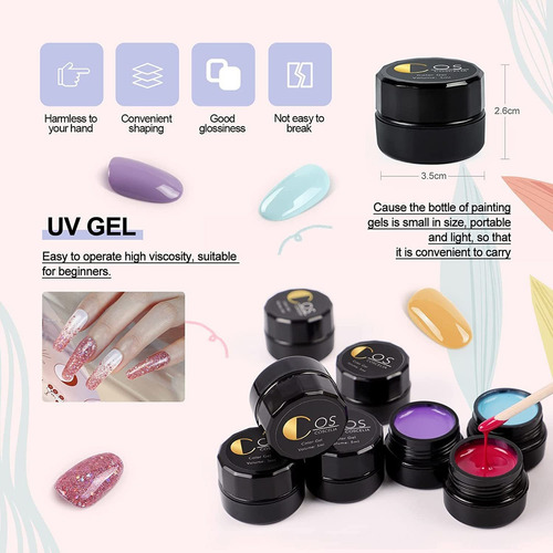 Kit De Gel De Uñas De Polietileno Con Lámpara U V, 6 Colores