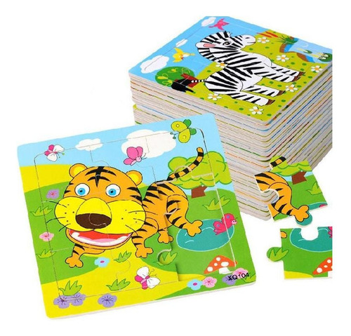 Juego De 16 Rompecabezas De Madera Para Niños