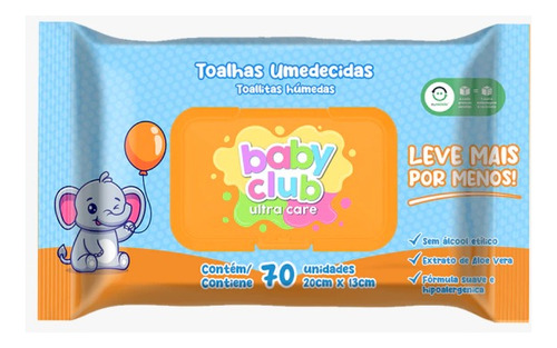 Kit 5 Toalhas Umedecidas Baby Club Ultra Care C/70un Cada
