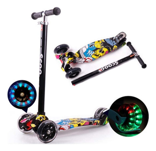 Monopatin Tripatin Scooter Niños Ajustable Luces Hasta 70kg 