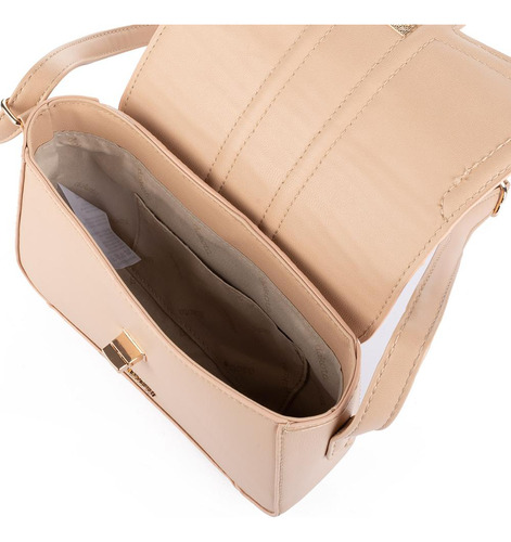 Bolsa Dakota Transversal Dk134 Cor Bege Detalhes em Dourado