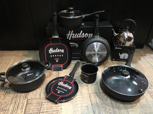 Set 2 Ollas Sartén Panquequera Bifera Pava Wok Hudson Teflon