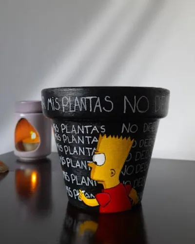 Maceta De Barro Pintada A Mano N°12- Arrayan