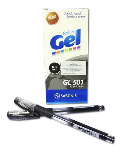 12 Boligrafo Gel Clasico Sabonis Gl-501 Color de la tinta Negro Color del exterior Negro