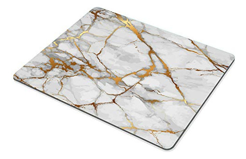 Alfombrilla De Ratón Smooffly, Mármol Blanco, Grano Dorado,