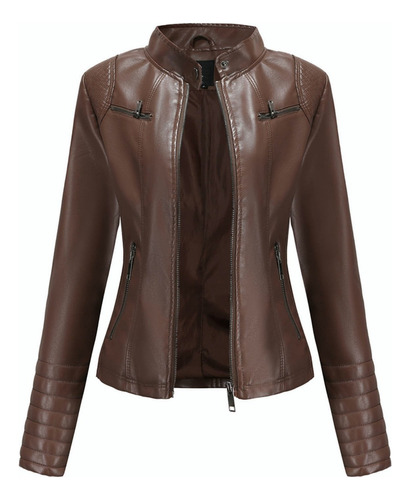 Chaqueta De Cuero Delgada Para Mujer 8352