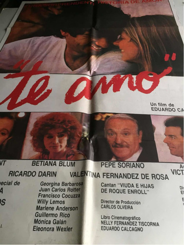 Poster Te Amo Con Ricardo Darin Eduardo Calcagno 1986