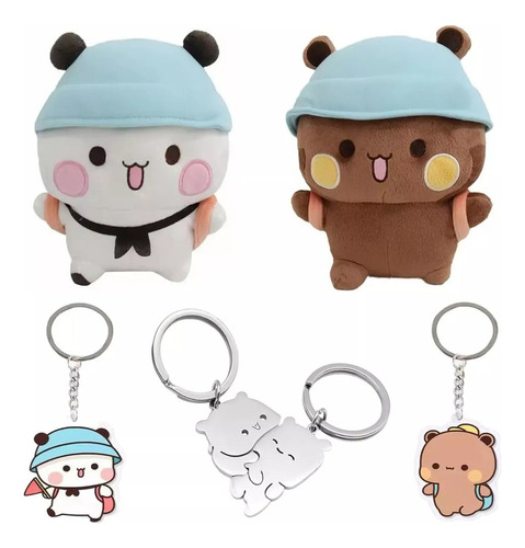 Ositos Osos De Peluche Bubu Dudu Pandas Con 4 Llaveros Kawai