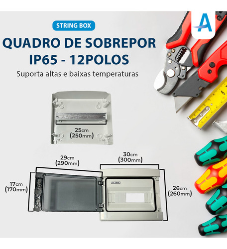 Quadro P/ Montagem Solar String Box 12 Polos Sobrepor - Ip65