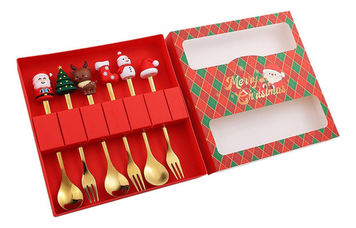 Juego De Cucharas Y Tenedores Navideños, 6 Piezas