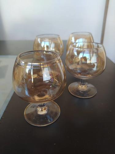 Juego De 4 Copas De Cognac Ámbar