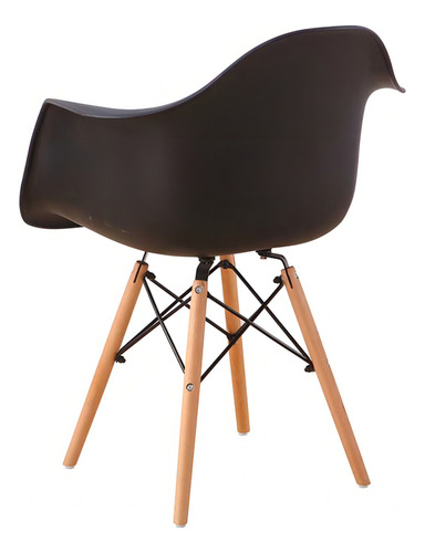 Set 2 Sillas Eames Negra Moderna Con Descansabrazos Sin Tela Negro Negro