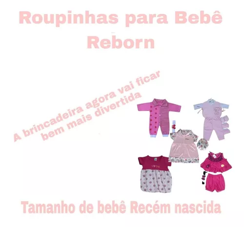 Lote Com 5 Roupinhas Para Bebê Reborn Tamanho P