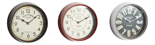 Reloj De Pared Redondo De Metal, Juego De 3 9  D, Multicolor