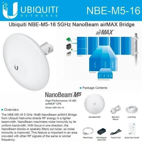 Nanobeam Ubiquiti Nbe-m5-16 150mbps 5ghz 16dbi 10km