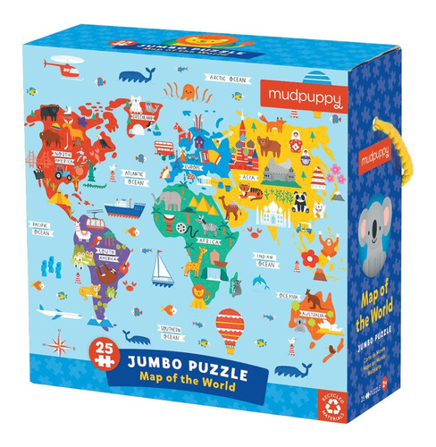 Rompecabezas Mudpuppy Map Of The World - Jumbo De 25 Pi Rmt