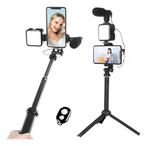 Comprar Trípode Selfie Monopod Luz Led Micrófono Bluetooth Celular