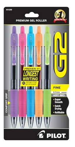Bolígrafos De Gel Pilot G2 Premium, Punta Fina 0.7 Mm, Color
