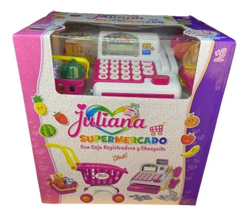 Juliana Supermercado Con Caja Registradora Y Changuito Color Rosa