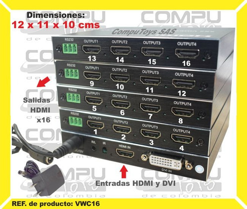Matriz De Videowall 4x4 16 Pantallas Ref Vwc16 Computoys Sas