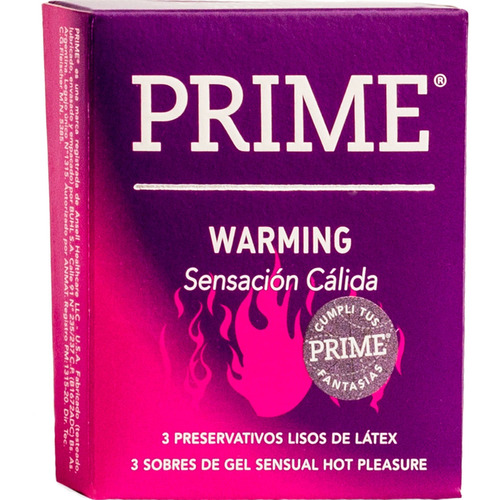 Preservativo De Látex Prime Warming Sensación Cálida X 3 Un