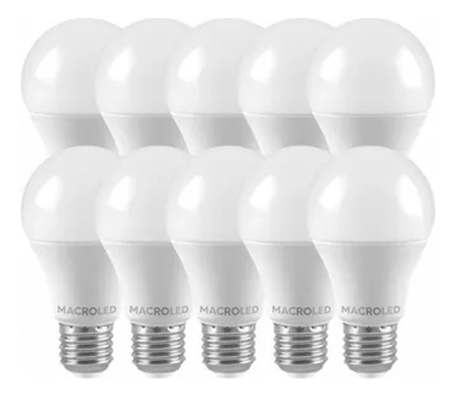 Pack X10 Lampara Bulbo Led 10w Neutra 4500k A60 Macroled 