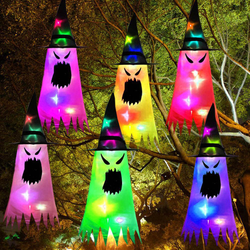 Lighted Ghost Witch Hats For Halloween Outdoor Yard
