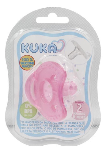 Chupeta Kuka Rosa 100% Silicone Soft Confort Nº 2 Sem Alça