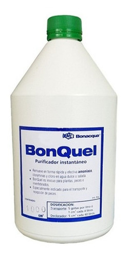 Bonquel Purificador Instantaneo Remueve Amoníaco Cloraminas Cloro Bonacqua 1 Litro Acuario Marino Agua Dulce