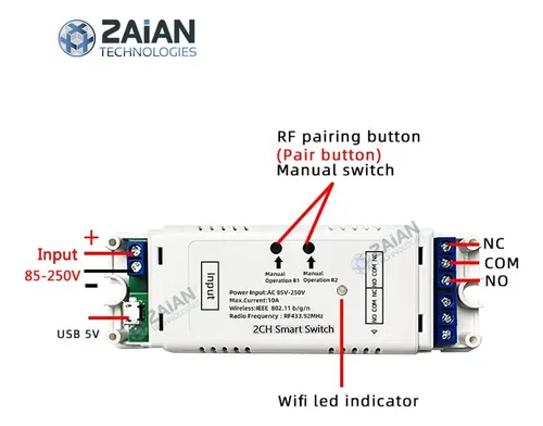 Ewelink Interruptor Dual 2ch Relé Switch 110v 220v Wifi Y Rf