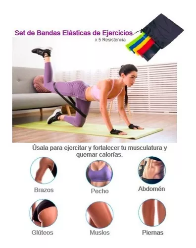 Set 5 Banda Elástica Resistencia Pilates Fitness Ejercicio