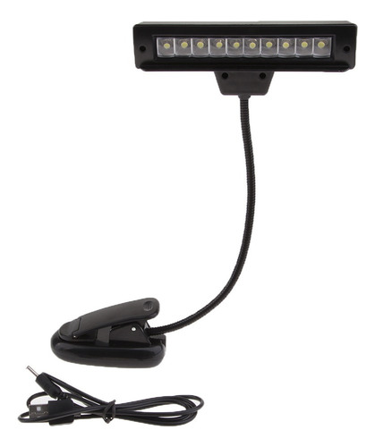 Clip Recargable Usb En Lámpara De 10 Led Para Atril Que