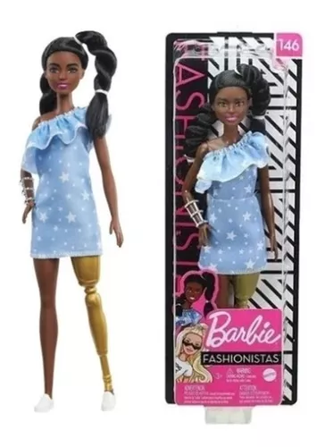 Boneca Barbie Fashionistas - 146 Morena Tranças Torcidas Perna