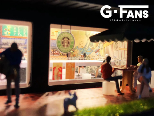 Diorama Starbucks Cafetería Escala 1/64 Luz Led Hot Wheels