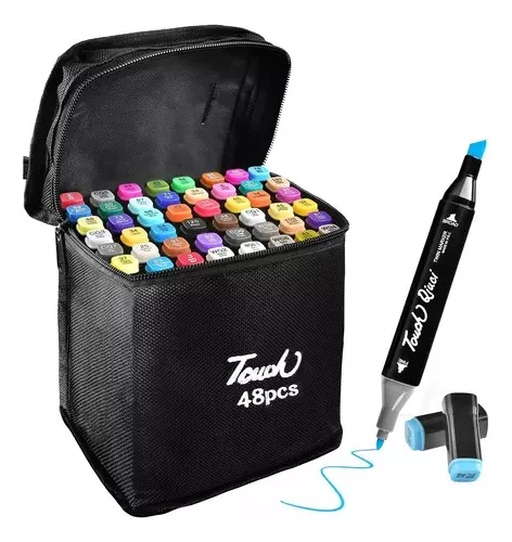 TOUCH Set 48 Plumones Doble Punta Incluye Bolso