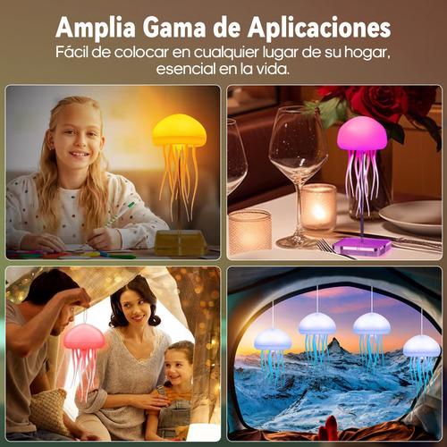 Lámpara Medusa Con Patas Bailarinas Gradiente Luz Led Multic