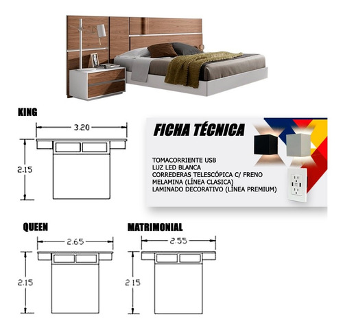 Imagen 6 de 6 de Cama Moderna Md Inv- 1060 Moka