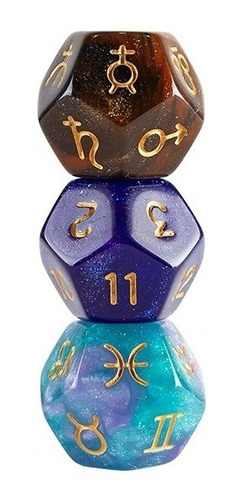 Dados Astrológicos + Instructivo / Piedras, 2x2cm Galáctico