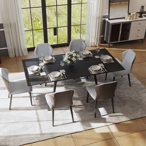 Povison Mesa De Comedor Extensible De Mármol Moderna Mesa De