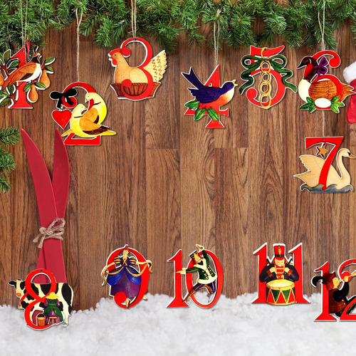 24 Piezas 12 Días De Adornos Navideños 12 Días De Navidad Ad